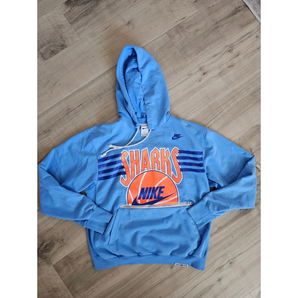 Nike Sharks Basketball Dri-Fit Hoodie Mens Medium Blue Graphic Sweatshirt